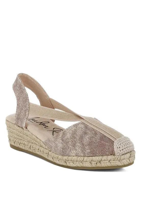Rag Company Port Side Metallic Woven Espadrille Wedges for Summer Style