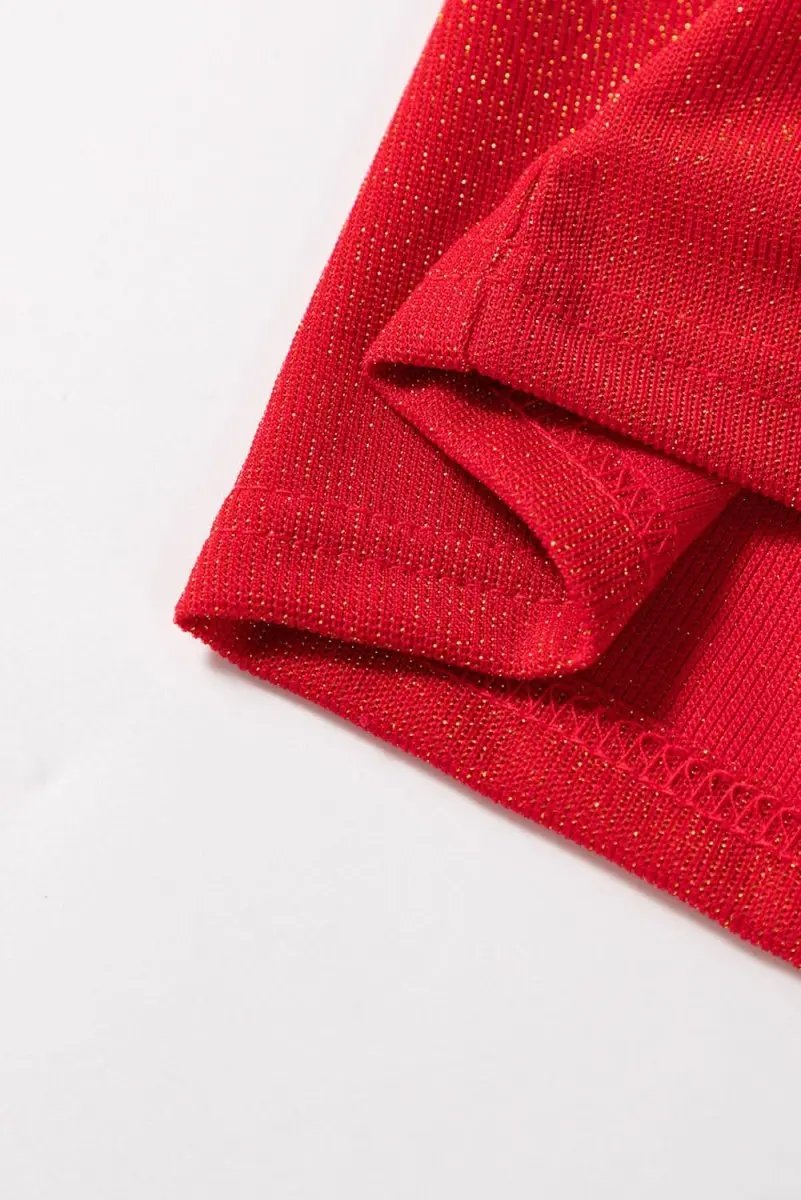 Women's Top - Red Bowknot Open Back V Neck - Elegant Night Out