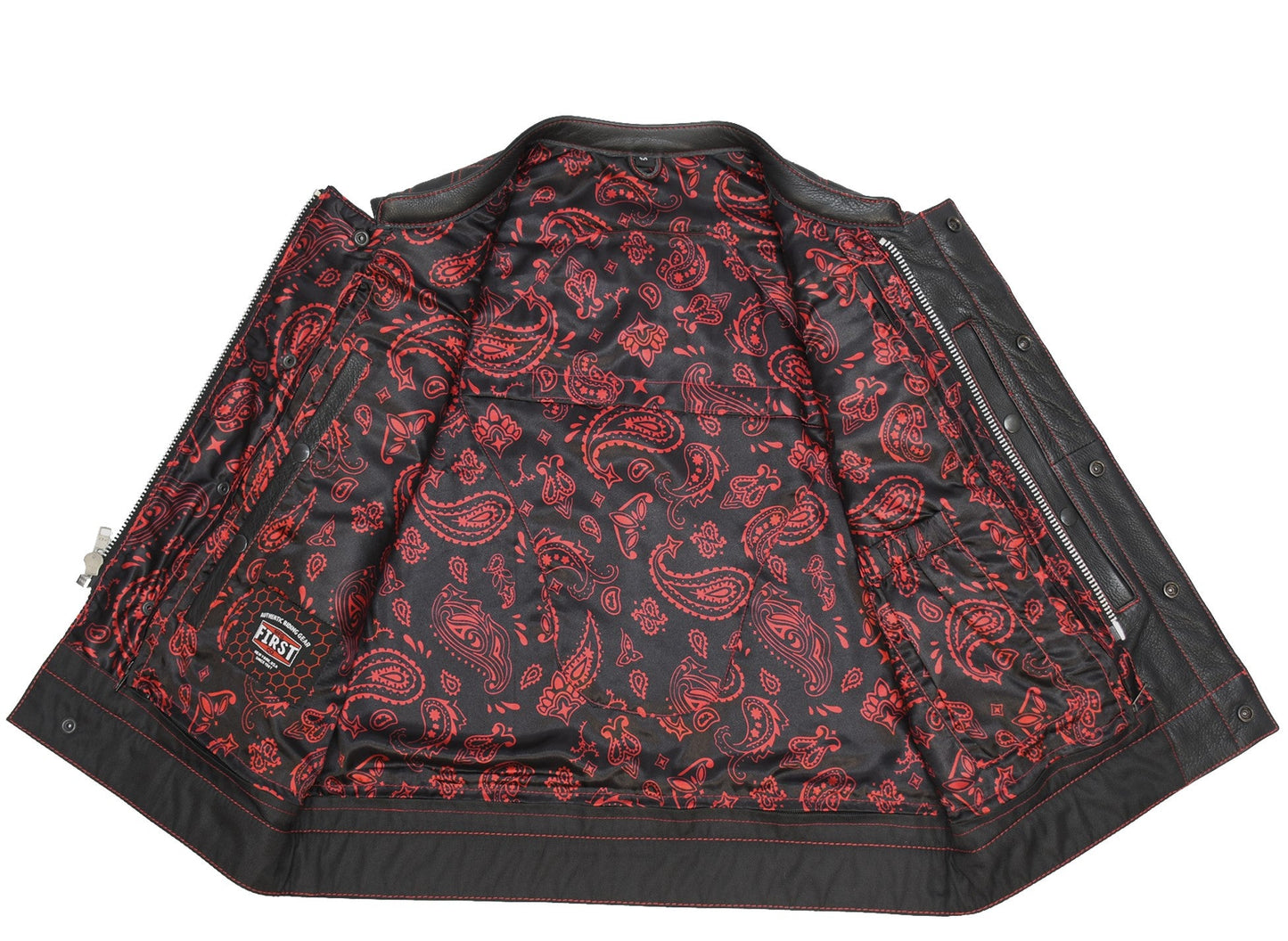 Upside Men's Club Style Leather Vest Orange and Green