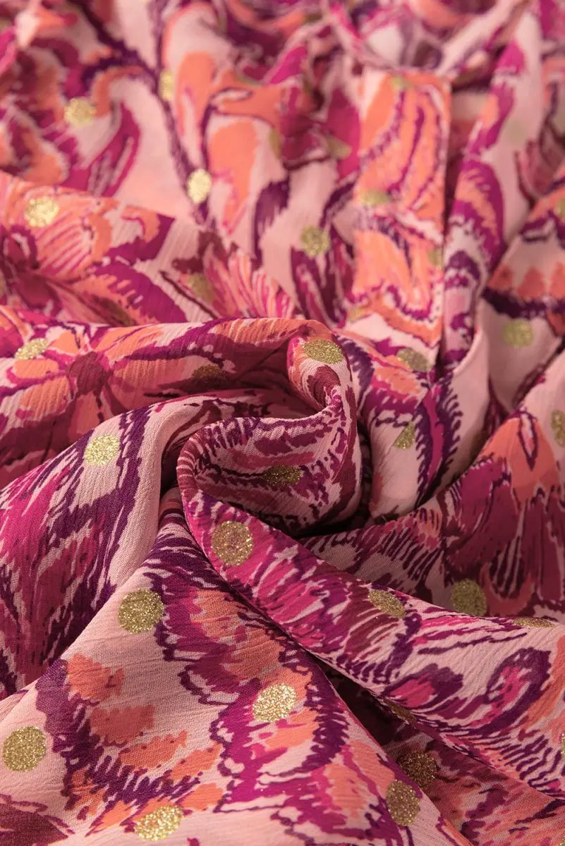 Love Salve Red Floral Blouse Women's Casual Top: Ruffled, Puff Sleeve