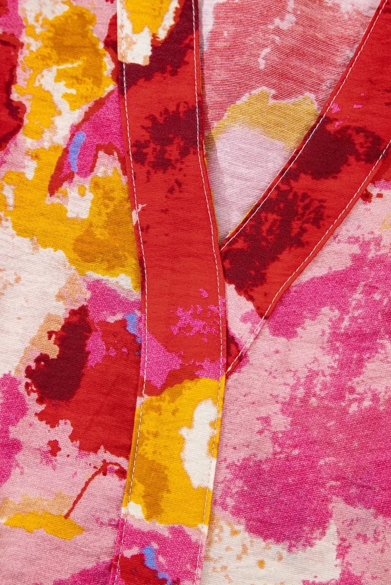 Love Salve Red Ruffle Blouse Women's Daily Abstract Print Southern Belle Top: Summer Ready