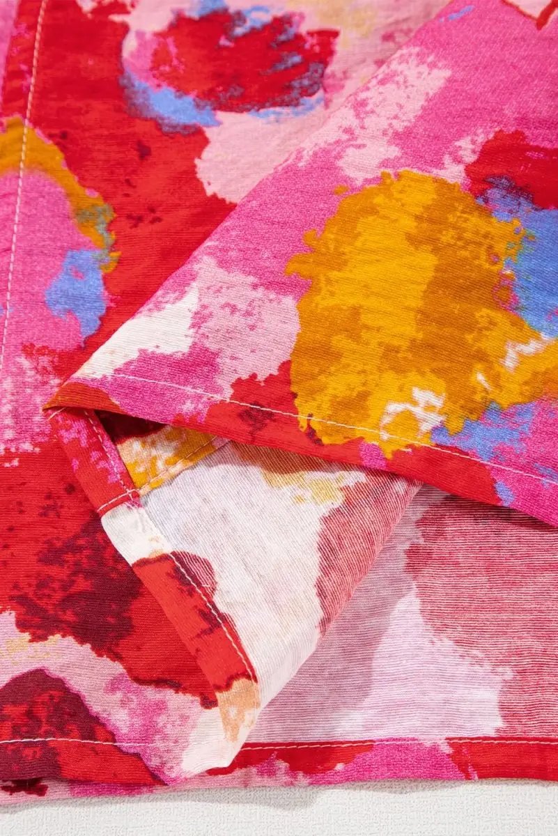 Love Salve Red Ruffle Blouse Women's Daily Abstract Print Southern Belle Top: Summer Ready