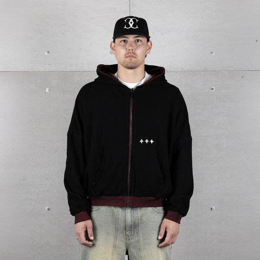 Commons Reversible Thermal Zip Up Hoodie Faded Plum/Black