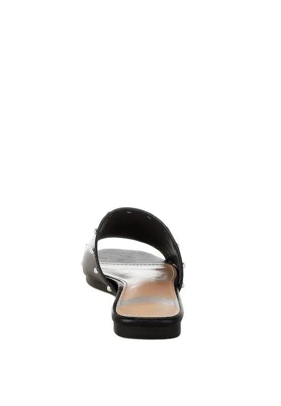 Rag Company Renaldi Genuine Leather Studded Slip-On Flats for Women