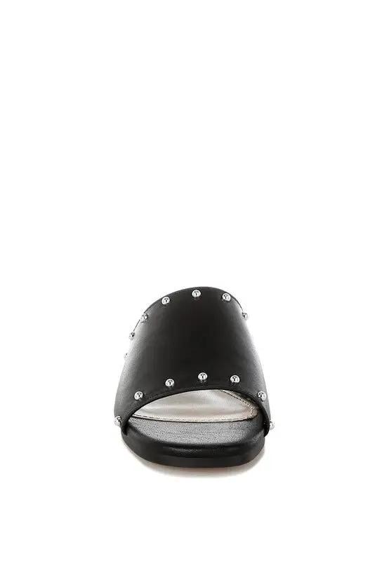 Rag Company Renaldi Genuine Leather Studded Slip-On Flats for Women