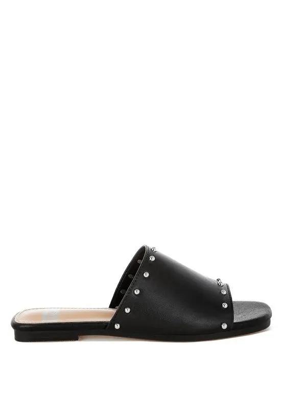 Rag Company Renaldi Genuine Leather Studded Slip-On Flats for Women