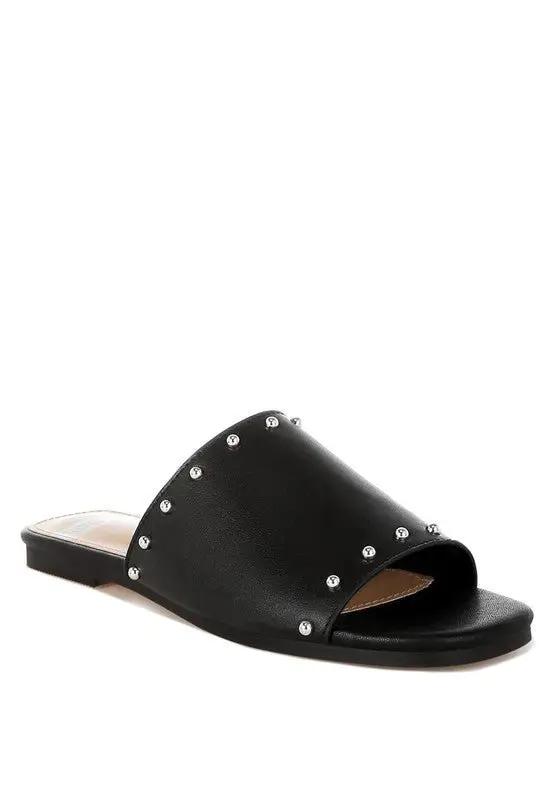 Rag Company Renaldi Genuine Leather Studded Slip-On Flats for Women