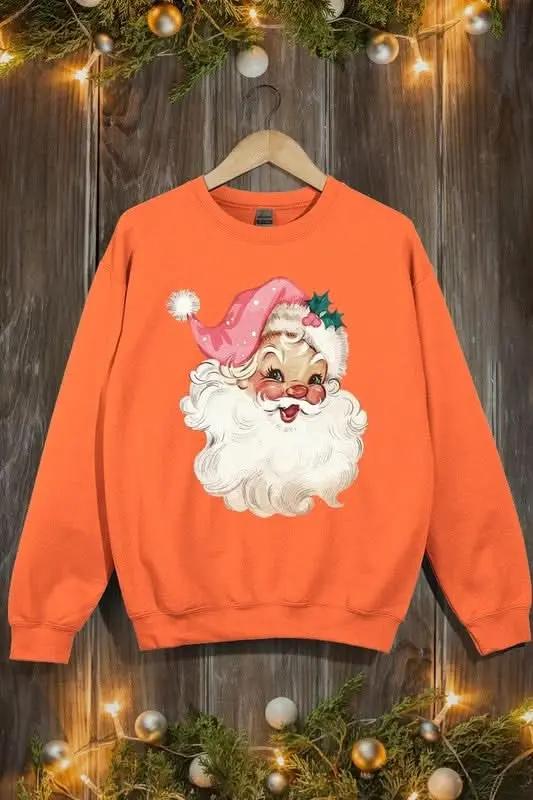 Color Bear Pink Santa Fleece Women's Cute Sweatshirt Warm & Cozy