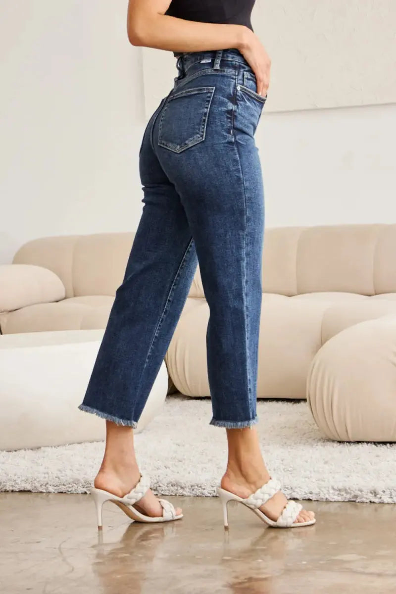 Women's Jeans - Tummy Control High Waist - Raw Hem