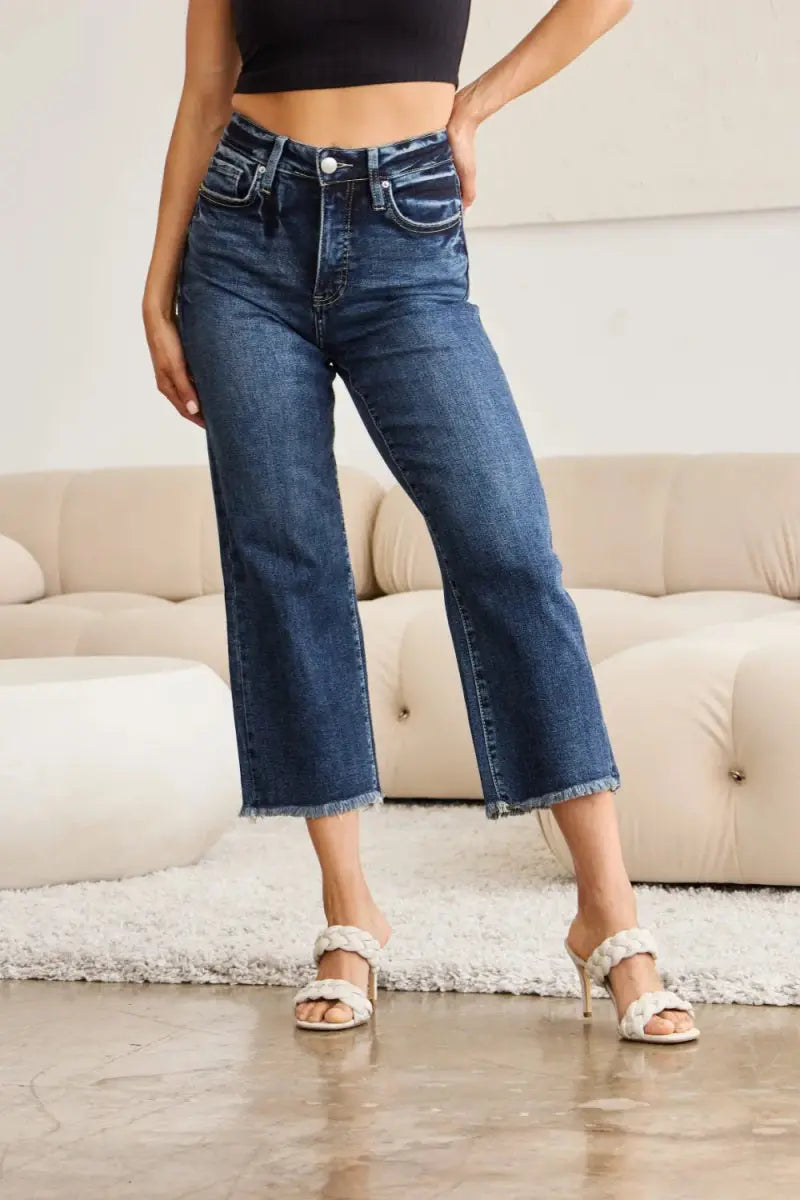 Women's Jeans - Tummy Control High Waist - Raw Hem