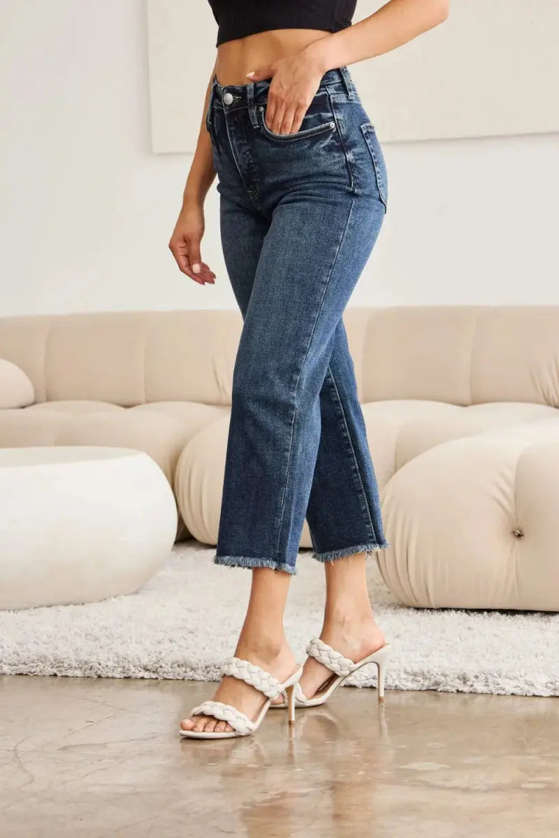 Women's Jeans - Tummy Control High Waist - Raw Hem