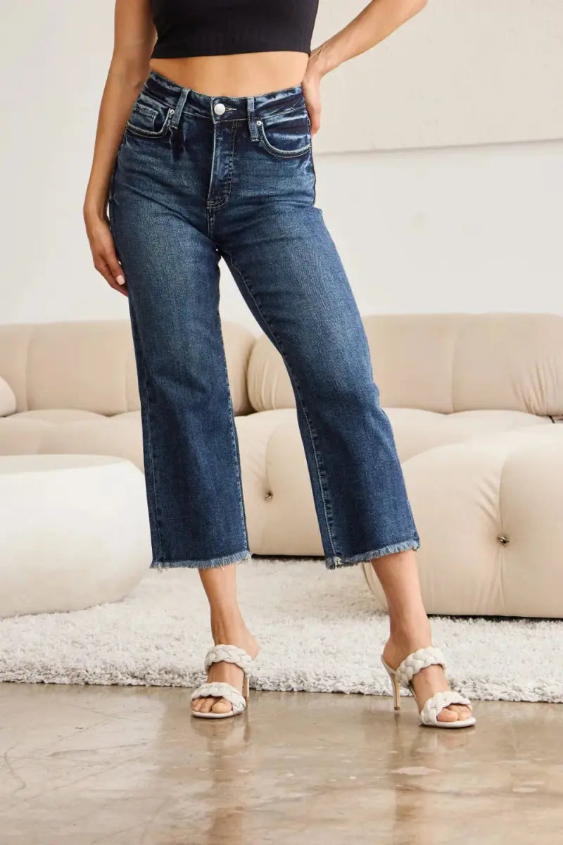 Women's Jeans - Tummy Control High Waist - Raw Hem