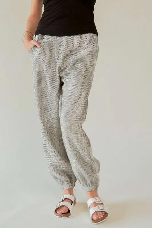 Trendsi Davi & Dani Rhinestone Joggers Women's Loungewear Elastic Waist USA Shipped