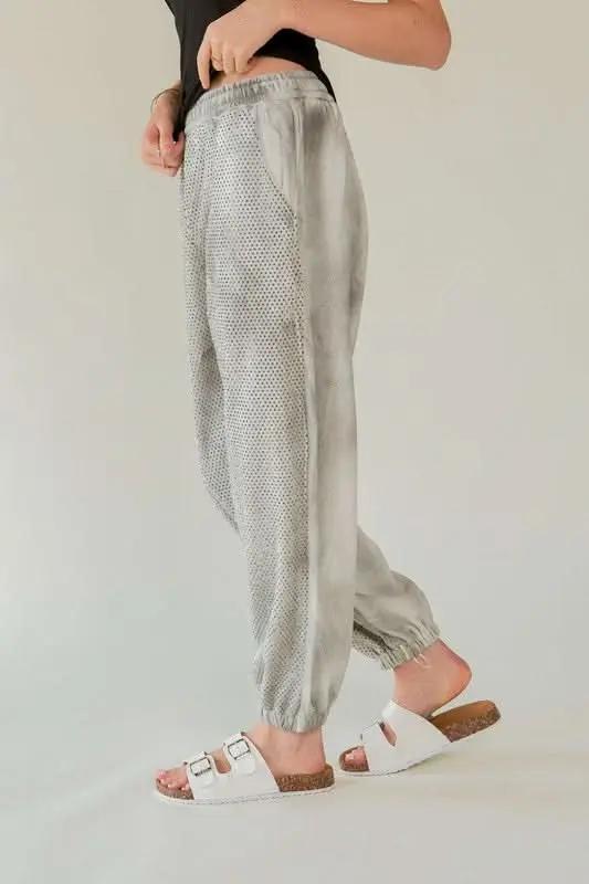 Trendsi Davi & Dani Rhinestone Joggers Women's Loungewear Elastic Waist USA Shipped