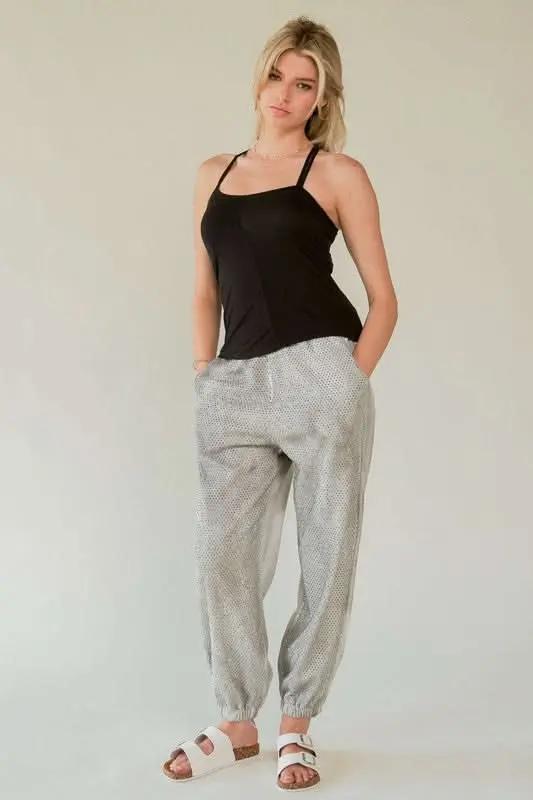 Trendsi Davi & Dani Rhinestone Joggers Women's Loungewear Elastic Waist USA Shipped