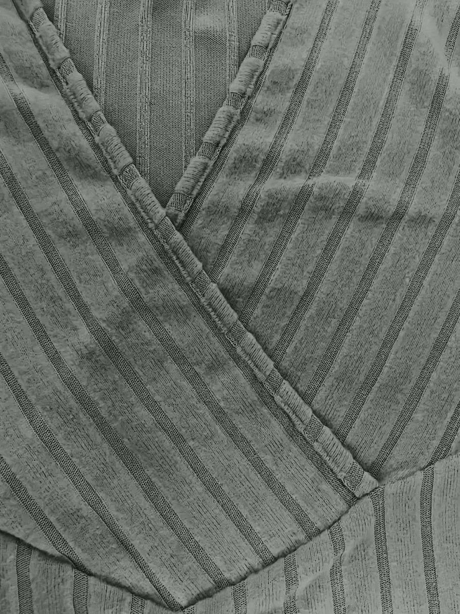 Trendsi Ribbed Surplice Women's T-Shirt Everyday Fashion Long Sleeve Comfortable