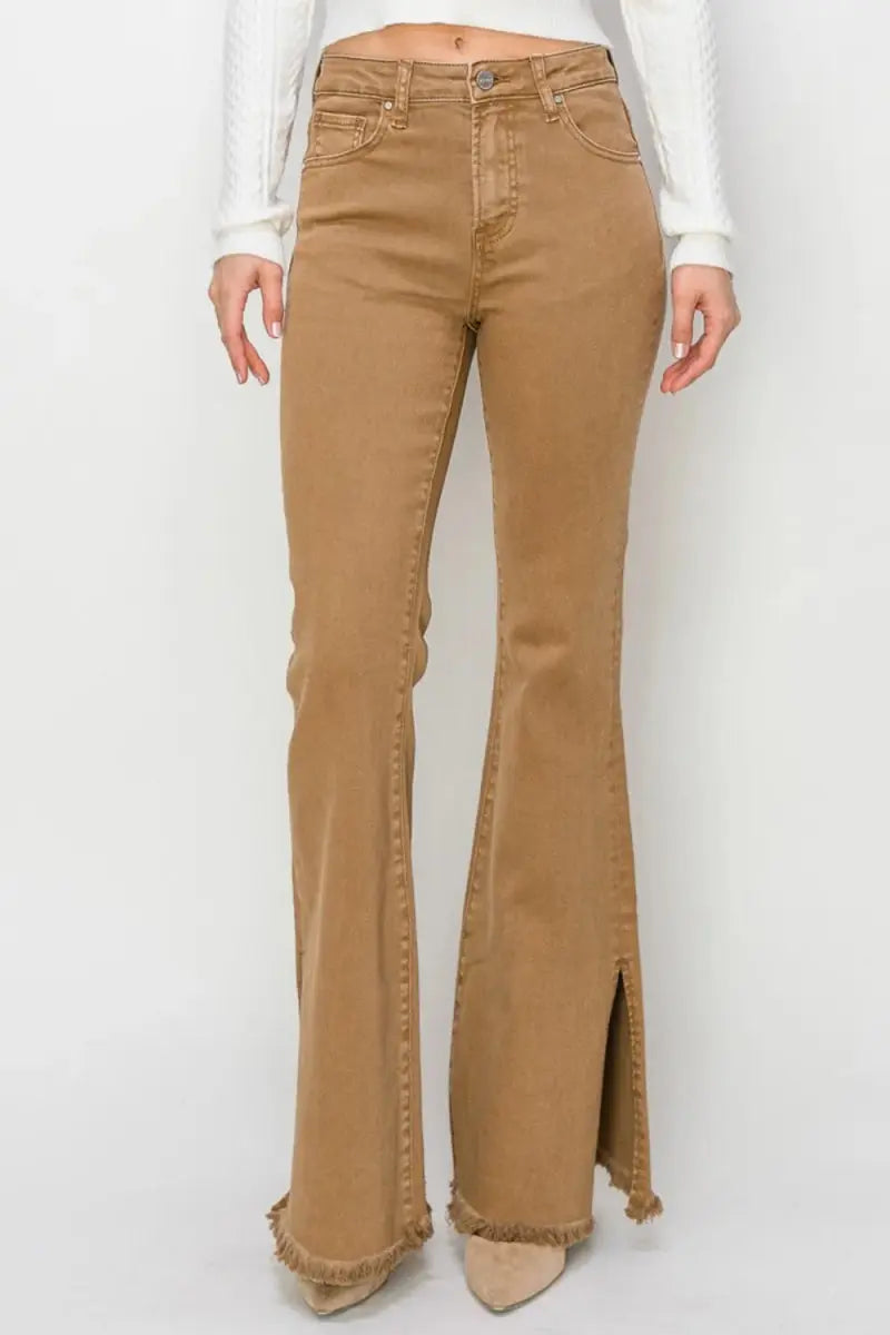 Flare Jeans - High Waist Side Slit - Everyday Denim