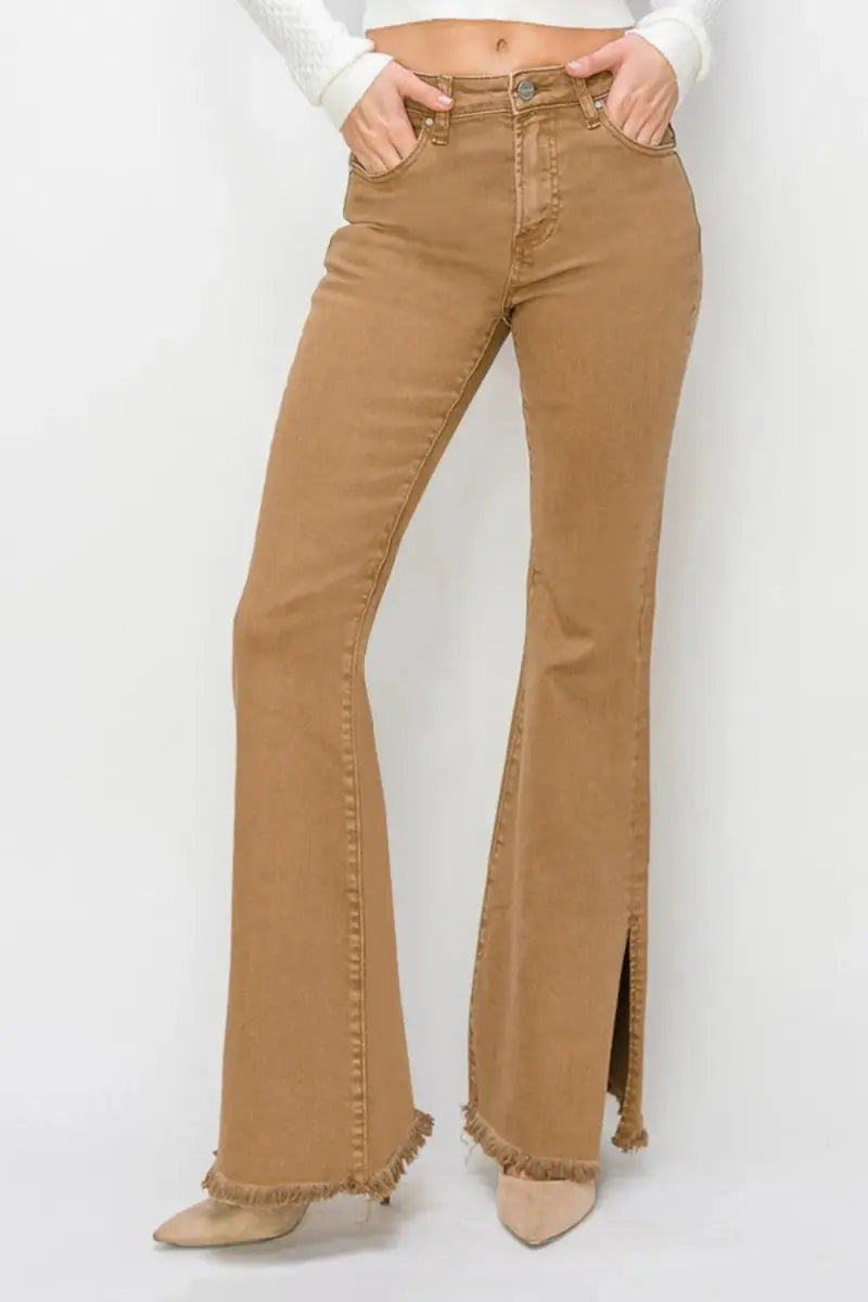 Flare Jeans - High Waist Side Slit - Everyday Denim