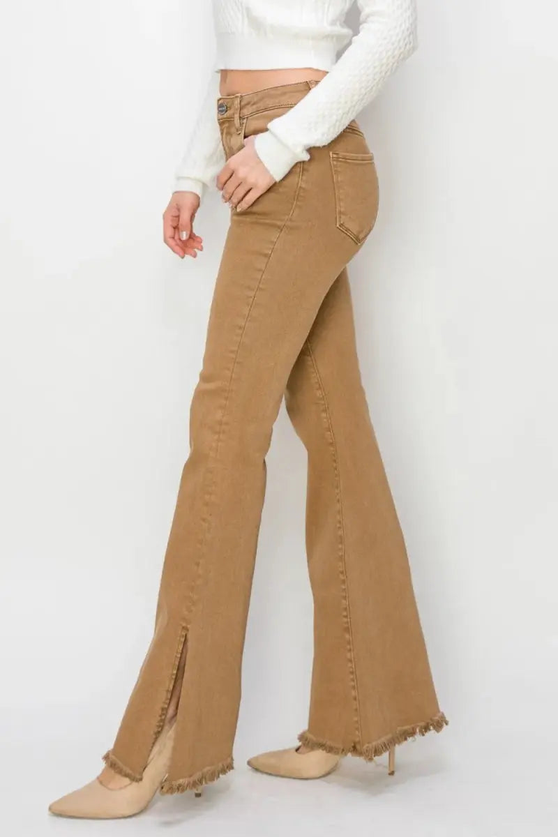 Flare Jeans - High Waist Side Slit - Everyday Denim