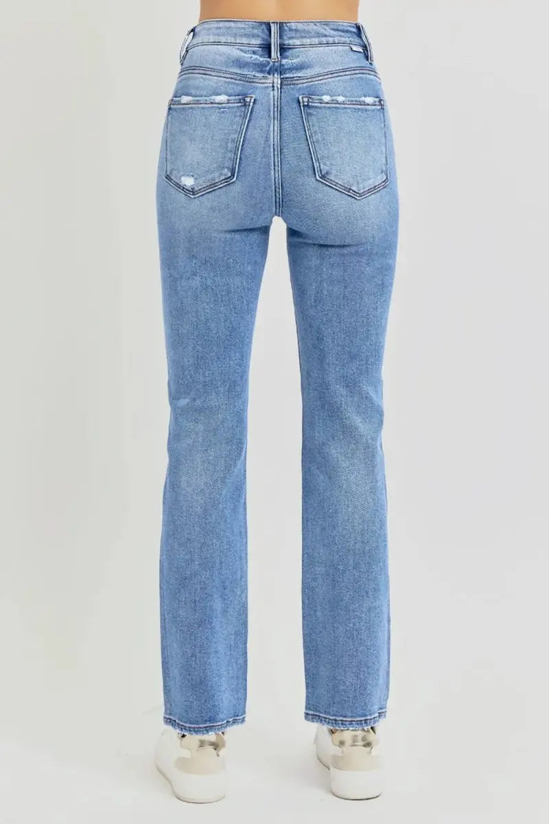Jeans - Distressed High-Rise - Straight Leg Comfy Fit