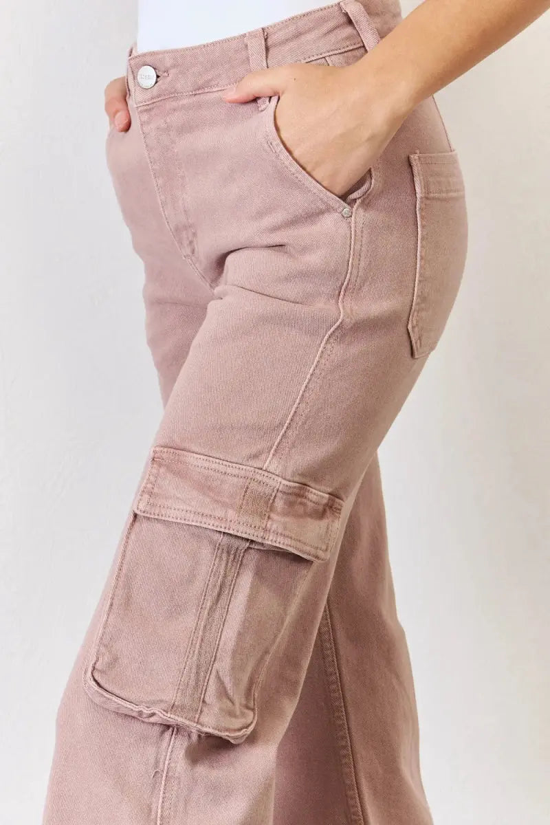 Trendsi Cargo Wide Leg Jeans Women's High Rise Y2K Style Denim Pants