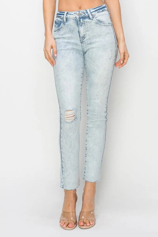 Trendsi Risen Jeans Women's High Rise Distressed Skinny Jeans USA Ship