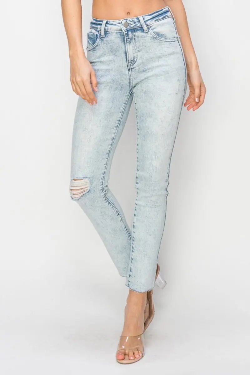 Trendsi Risen Jeans Women's High Rise Distressed Skinny Jeans USA Ship