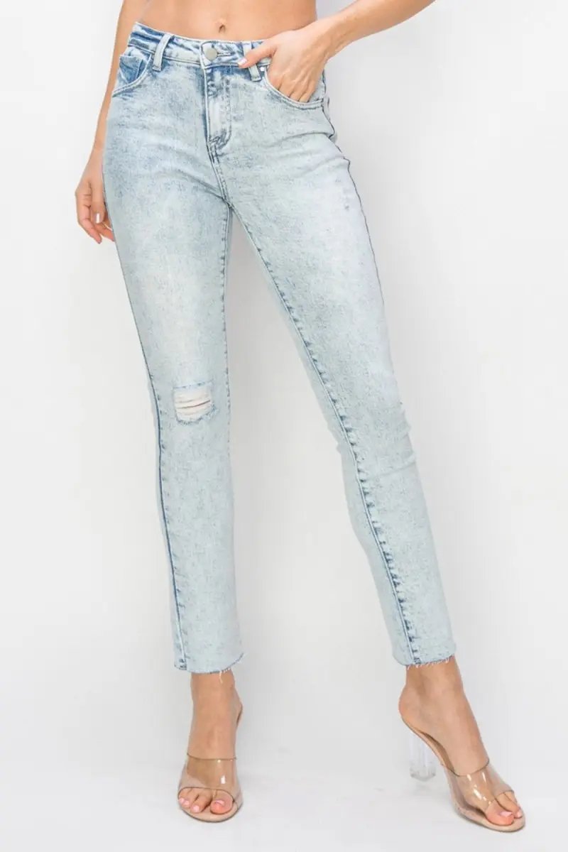 Trendsi Risen Jeans Women's High Rise Distressed Skinny Jeans USA Ship