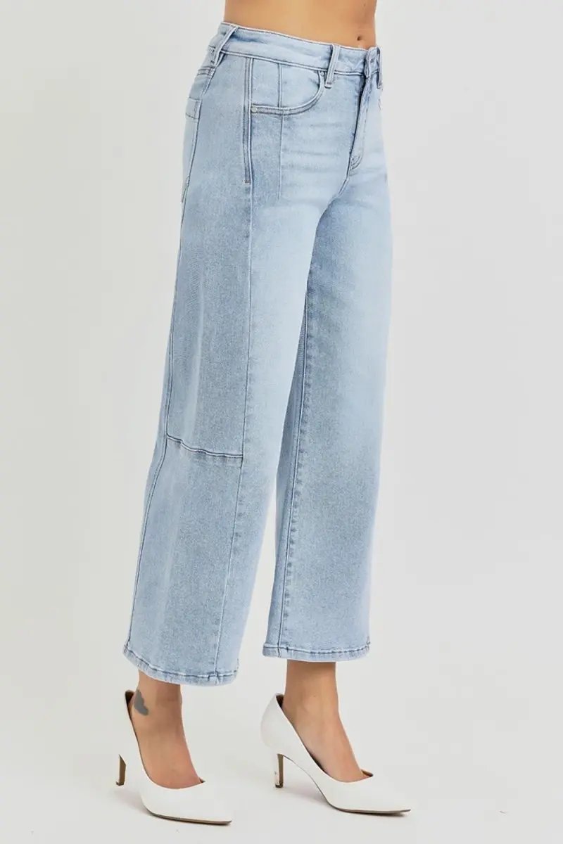 Trendsi RISEN High Rise Jeans Women's Everyday Wide Leg Crop Denim Comfortable