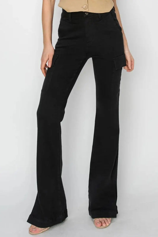 Cargo Jeans - High Rise Side Slit - Bootcut