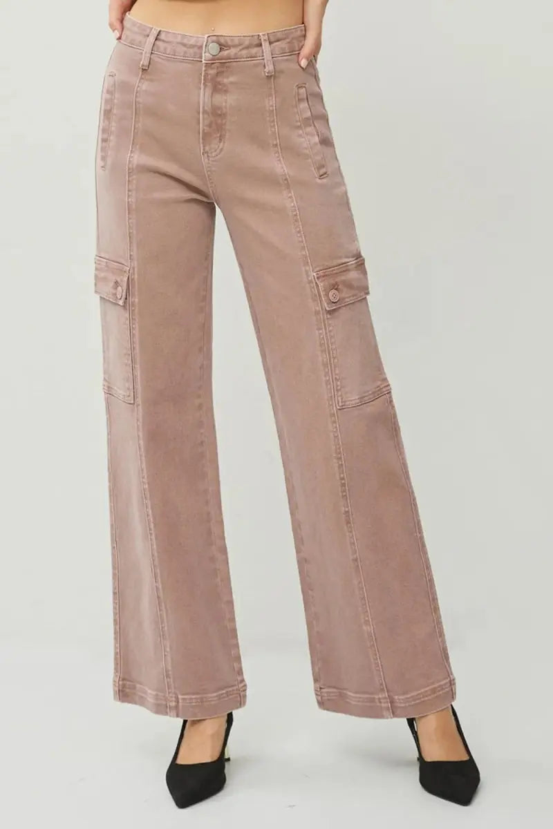 Cargo Jeans - High Rise Comfort - Wide Leg