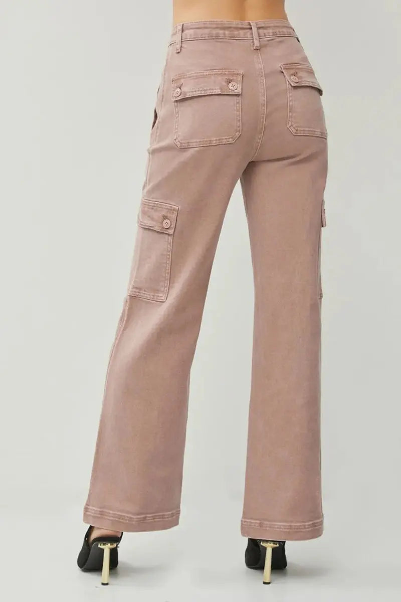 Cargo Jeans - High Rise Comfort - Wide Leg