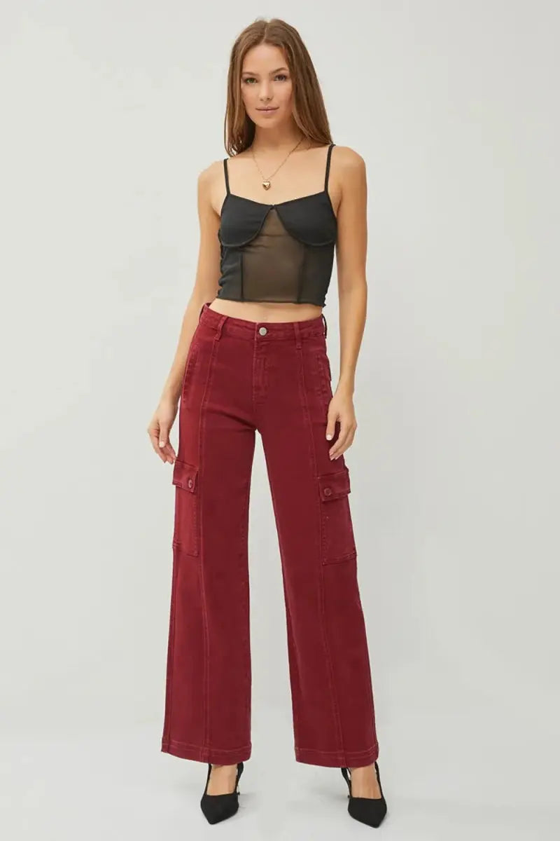 Women's Jeans - High Rise Wide Leg Cargo - Everyday Style