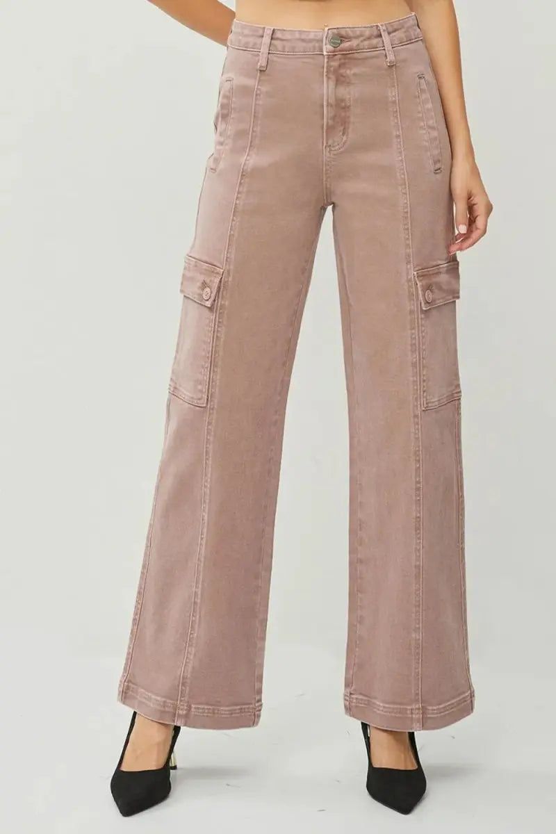Cargo Jeans - High Rise Comfort - Wide Leg