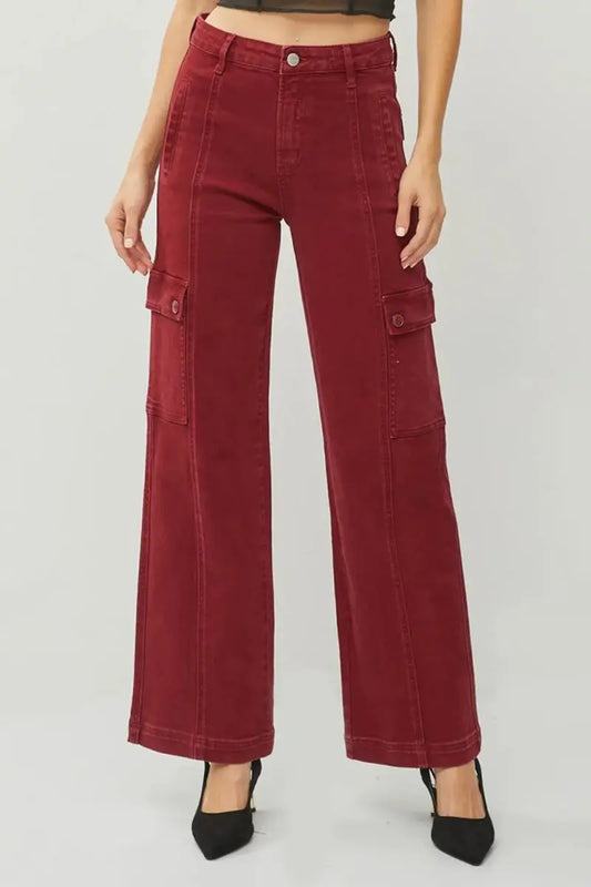 Women's Jeans - High Rise Wide Leg Cargo - Everyday Style