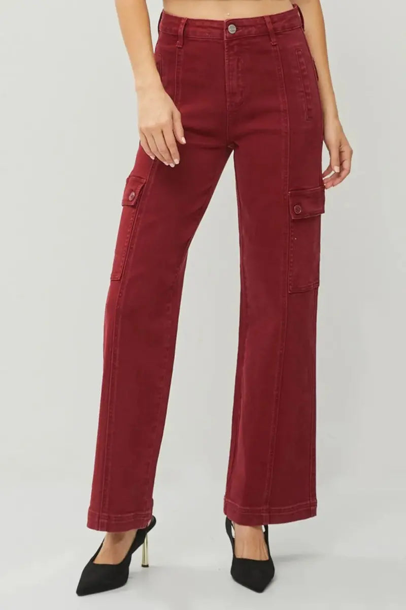 Women's Jeans - High Rise Wide Leg Cargo - Everyday Style