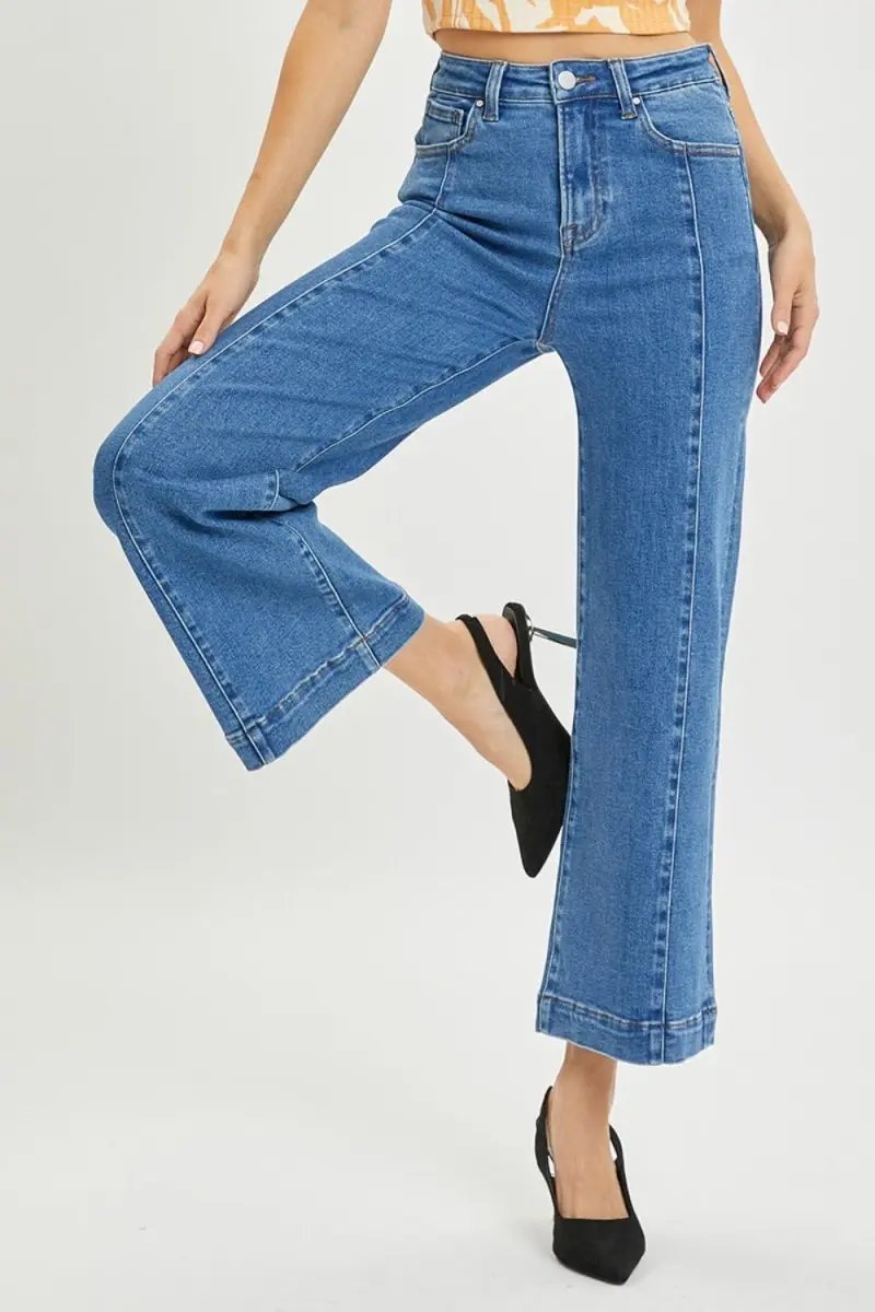 Trendsi RISEN High Rise Wide Leg Jeans Women's Everyday Denim Comfortable Fit