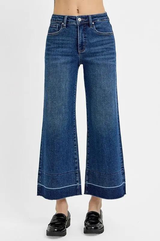 Cropped Jeans - Tummy Control High Rise - Wide Hem Everyday