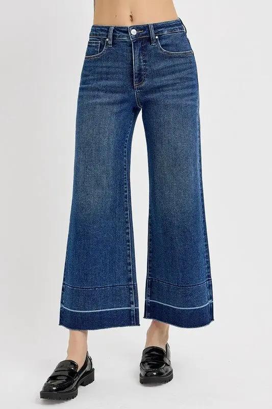 Cropped Jeans - Tummy Control High Rise - Wide Hem Everyday