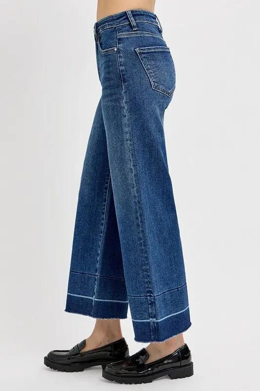 Cropped Jeans - Tummy Control High Rise - Wide Hem Everyday