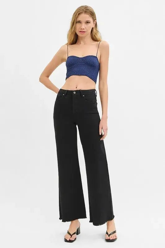 Trendsi RISEN Jeans + Tummy Control High Rise + Everyday Wear + Women's Jeans + Wide Leg, Plus Size