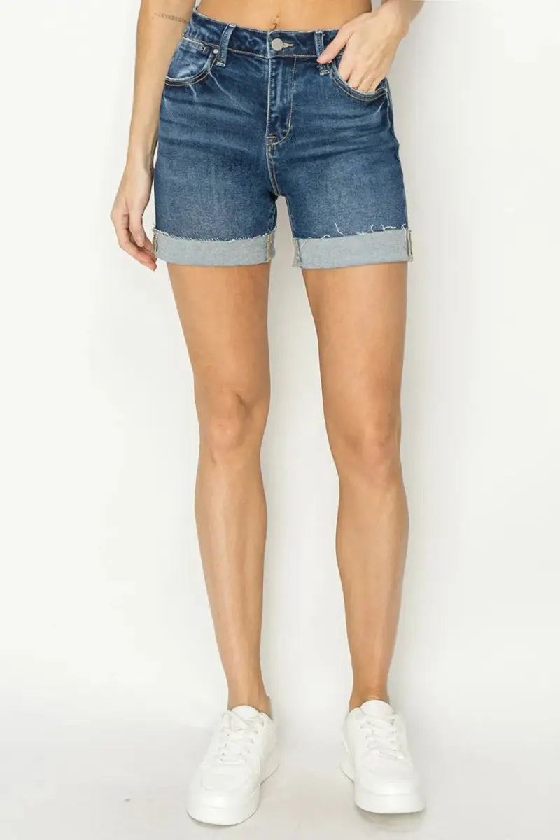 Women's Denim Shorts - High Rise Cuffed - Summer Style