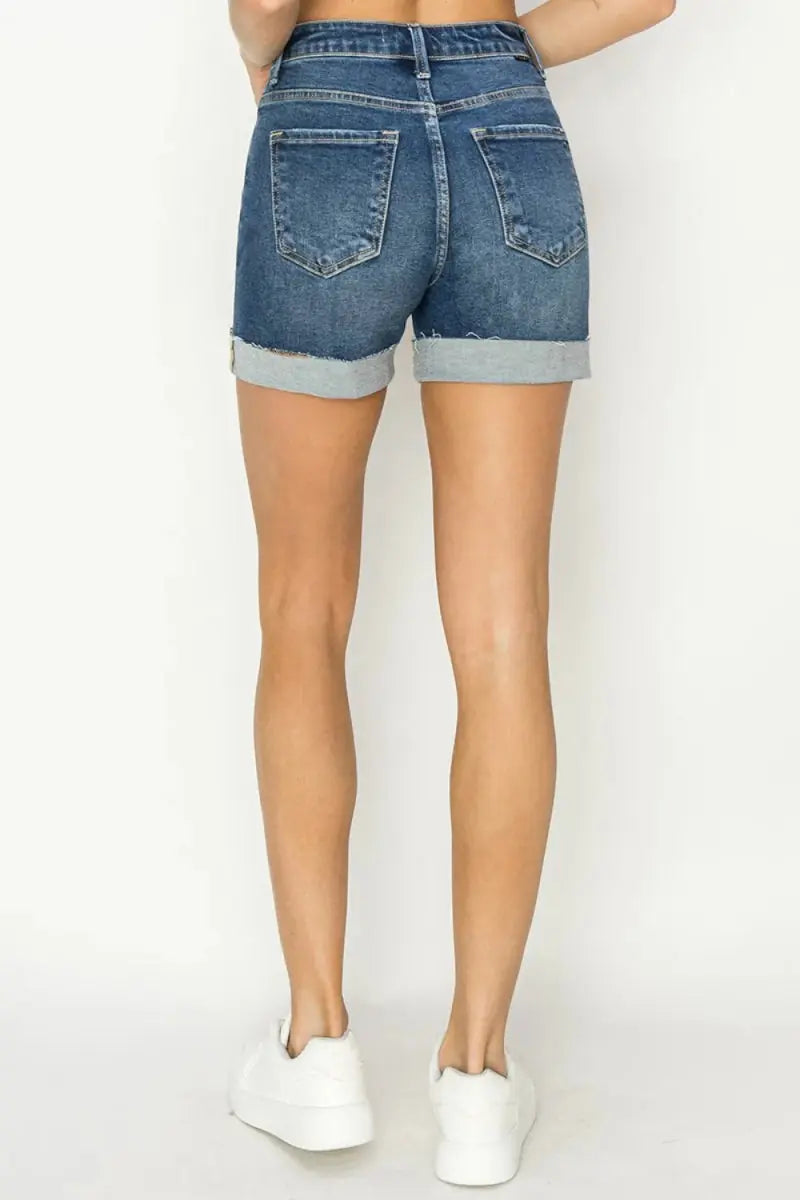Women's Denim Shorts - High Rise Cuffed - Summer Style