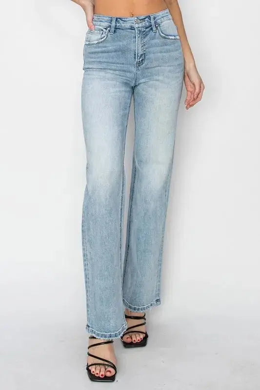 Trendsi High Rise Straight Jeans Women's Everyday Denim Slimming Fit