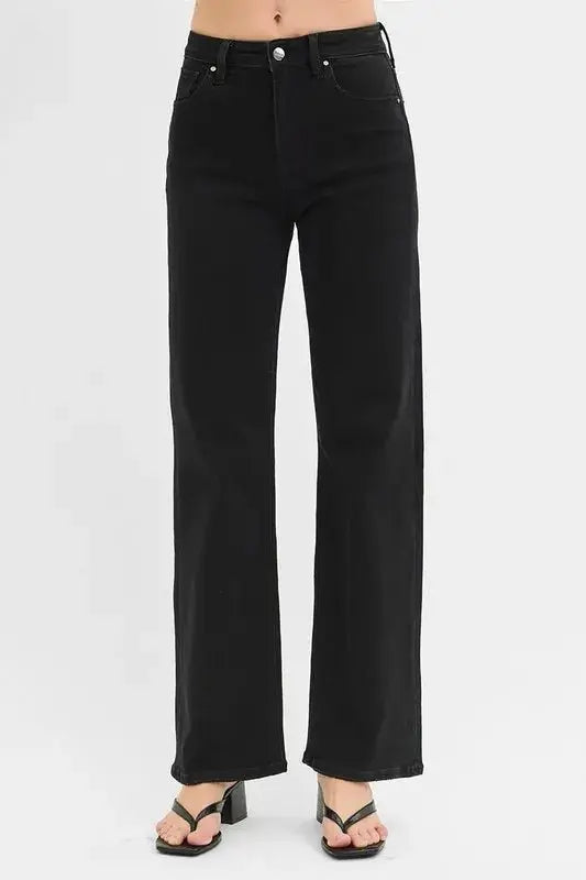 Trendsi RISEN High Rise Wide Leg Jeans Women's Retro Style Denim - Comfy Fit