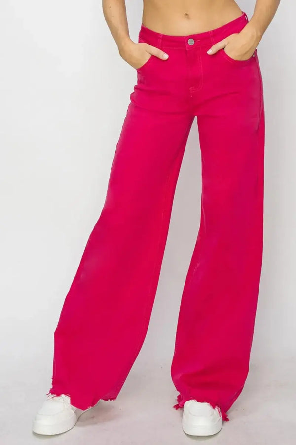 Trendsi High Rise Wide Leg Jeans Women's Trendy Casual Denim - Comfy Fit