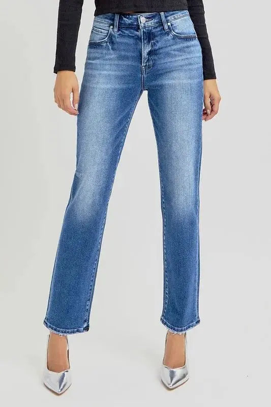 Trendsi Mid Rise Jeans Women's Casual Ankle Fit Denim Comfortable Style