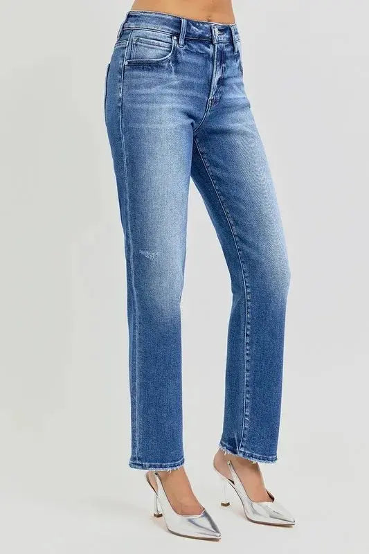 Trendsi Mid Rise Jeans Women's Casual Ankle Fit Denim Comfortable Style