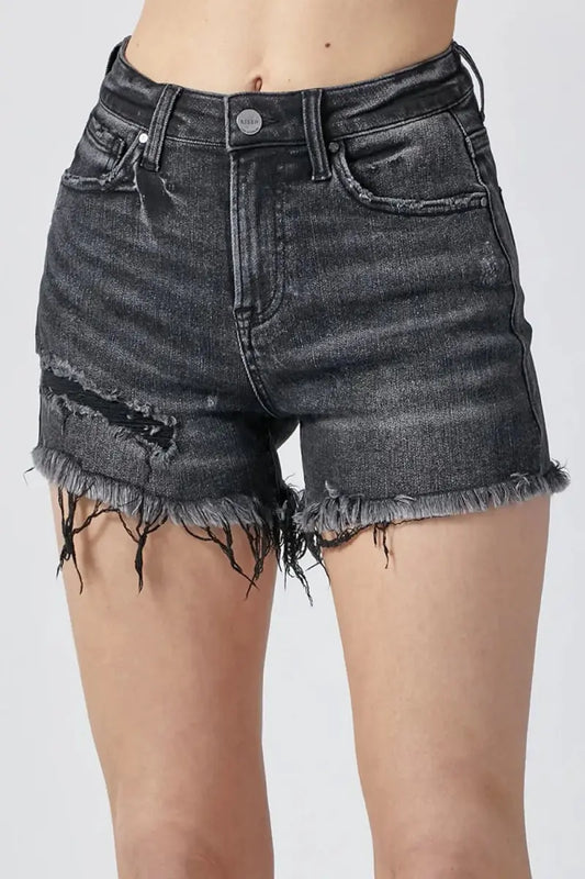 Women's Denim Shorts - Raw Hem Pockets - Casual Summer