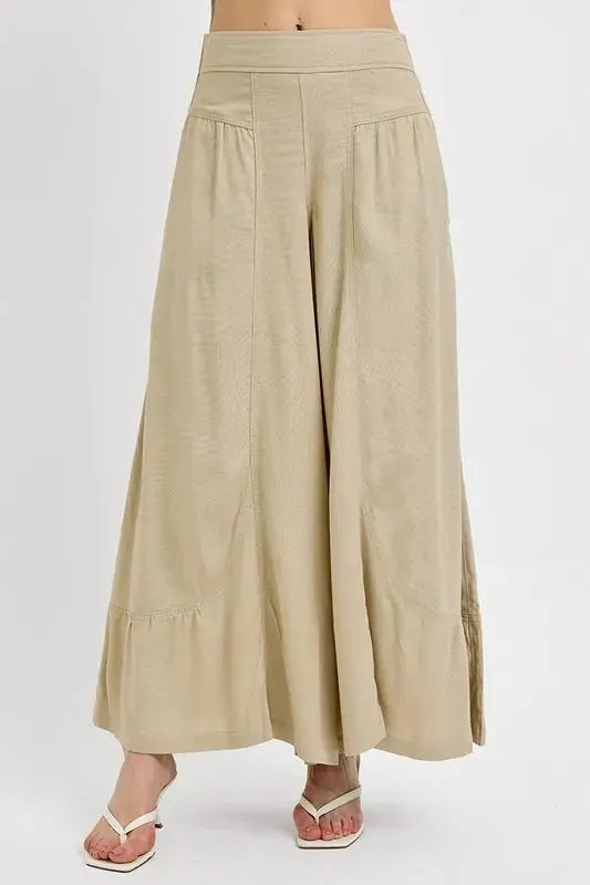 Trendsi Shirring Wide Leg Pants Women's Casual Flowy Trousers USA Ship